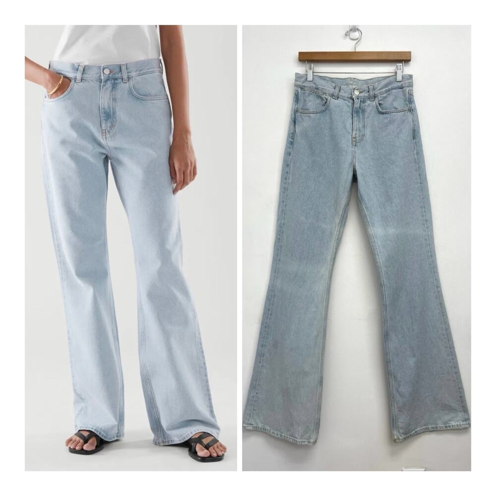 COS Relaxed Flare Low Waist Full Length Light Wash Classic Jeans FLAWED Size 26